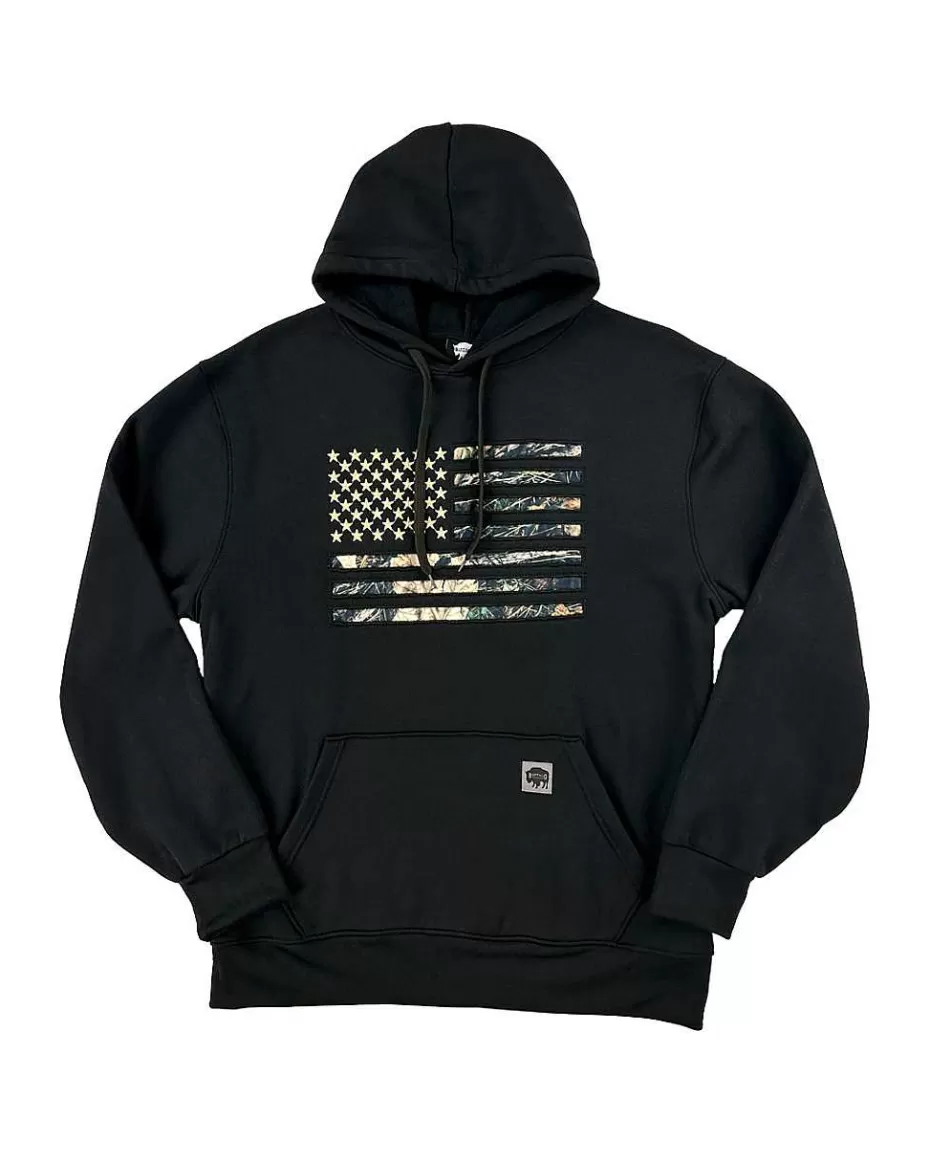 Sale ® Workwear American Flag Hooded Sweatshirt-Black/Camo Men Hoodies & Sweatshirts For Men