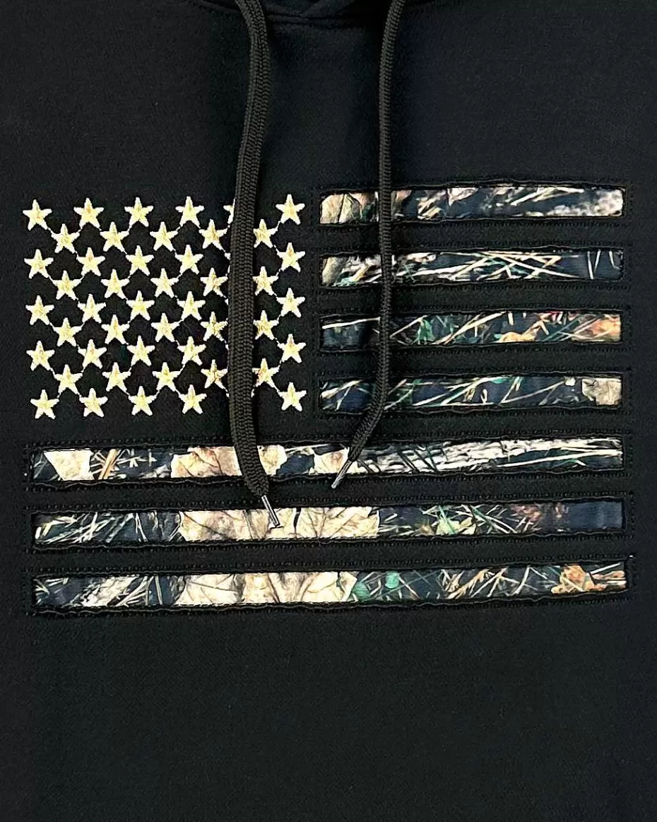 Sale ® Workwear American Flag Hooded Sweatshirt-Black/Camo Men Hoodies & Sweatshirts For Men