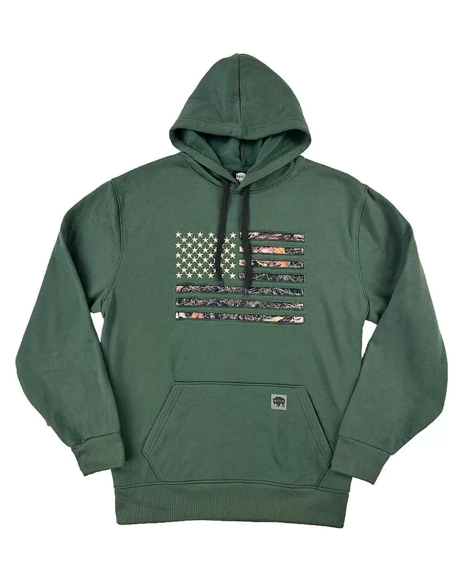 Shop ® Workwear American Flag Hooded Sweatshirt-Green/Camo Men Hoodies & Sweatshirts For Men