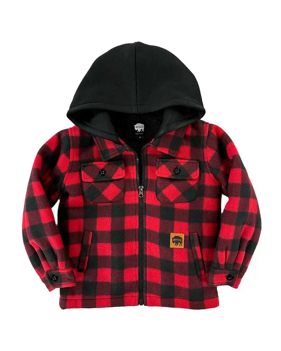 Flash Sale ® Workwear Kid's Sherpa Lined Fleece-Buffalo Plaid Kids Hoodies