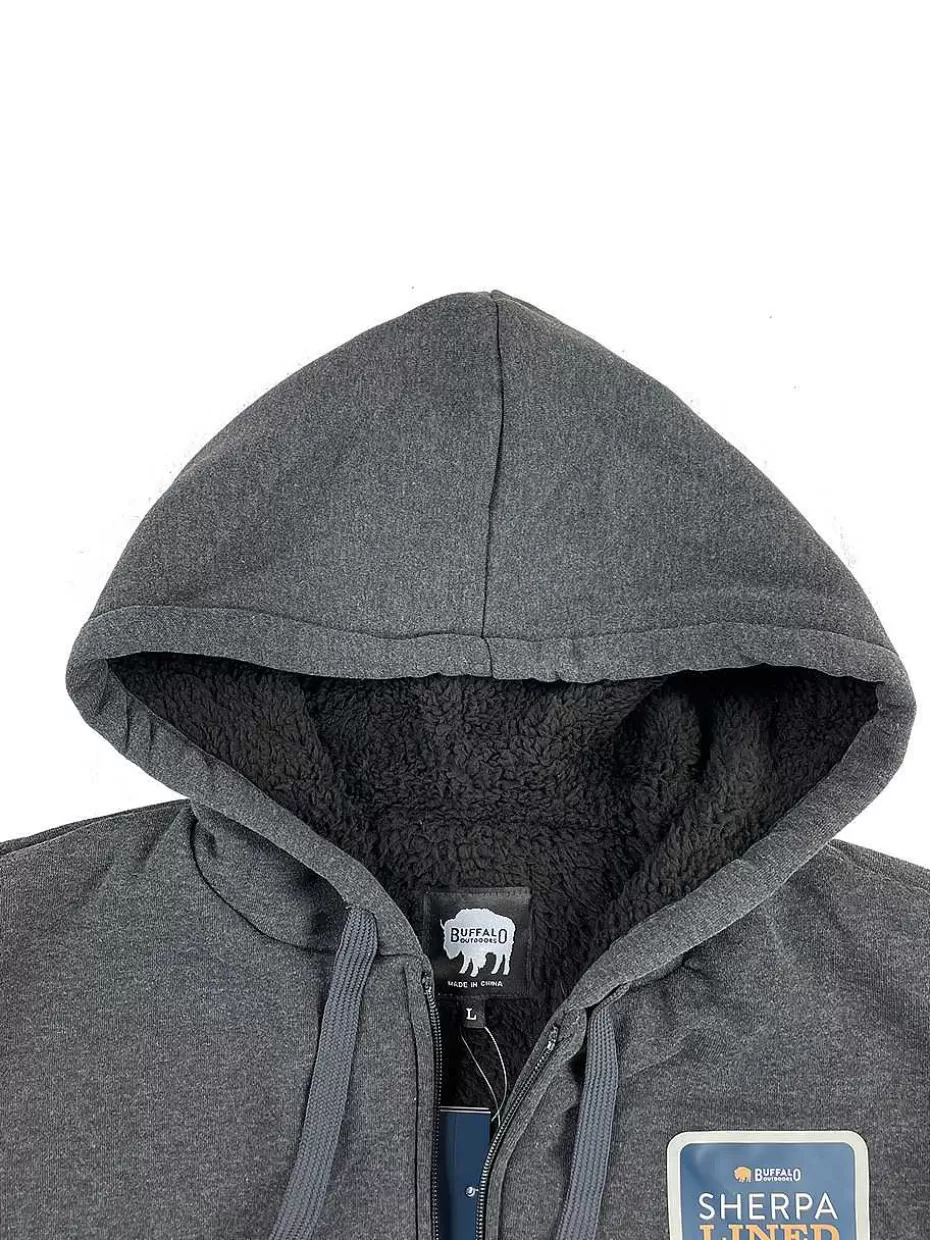 Shop ® Workwear Men's Sherpa Lined Hooded Sweatshirt-Charcoal Men Hoodies & Sweatshirts For Men