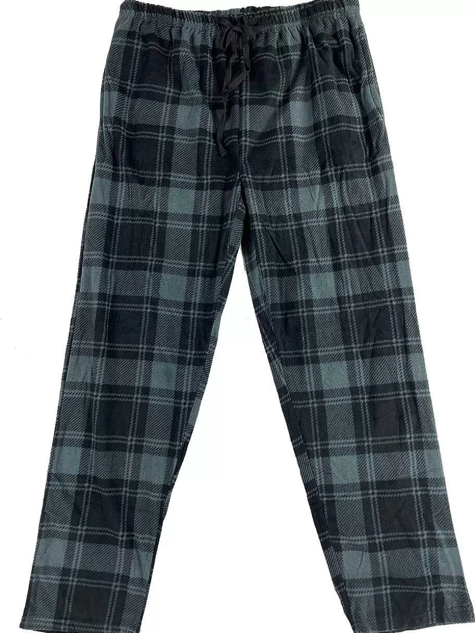 Online ® Workwear Plush Sleep Pants-Black Plaid Men Pants