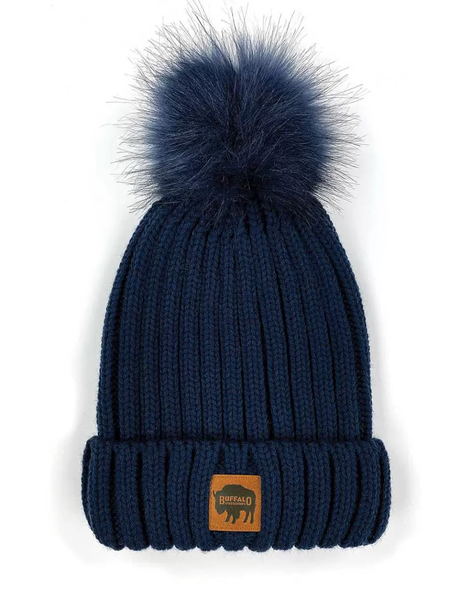 Online ® Workwear Women's Chunky Knit Pom Hat- Navy Blue Women Hats